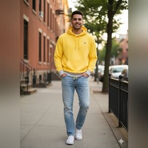 Tommy Hilfiger Yellow C/Hoodie and Adjustable Cord (Grey Fists)